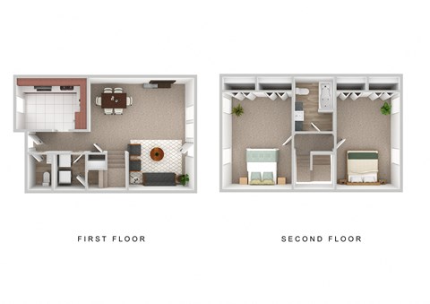 Two Bedroom  Two Bathroom  TH Floor Plan.at The Oak at Island Creek Village, Massachusetts, 02050